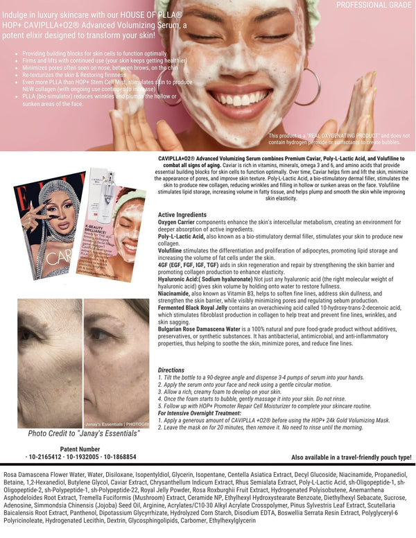 TOV House of PLLA HOP+ CAVIPLLA+O2 Advanced Volumizing Serum - Box/30 Pouches Travel-friendly/Individually packaged