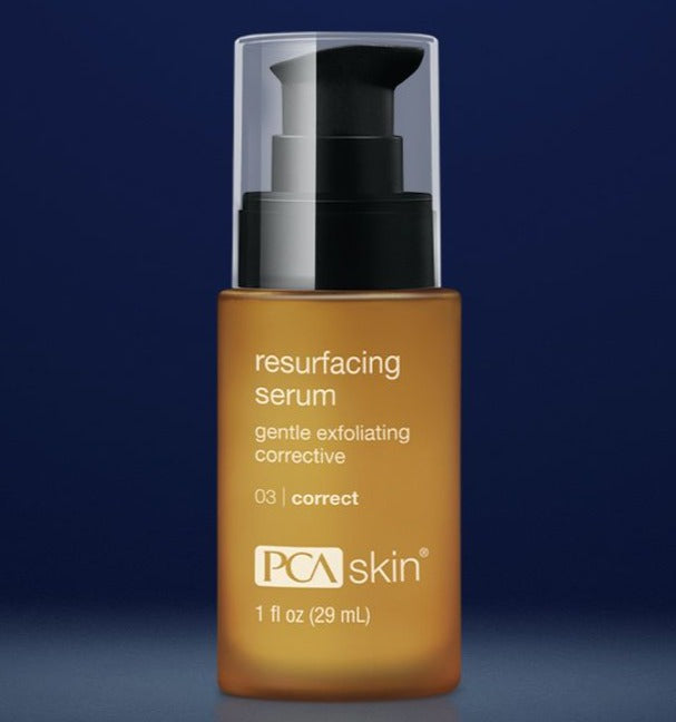 PCA Skin resurfacing serum bottle and packaging on a white background