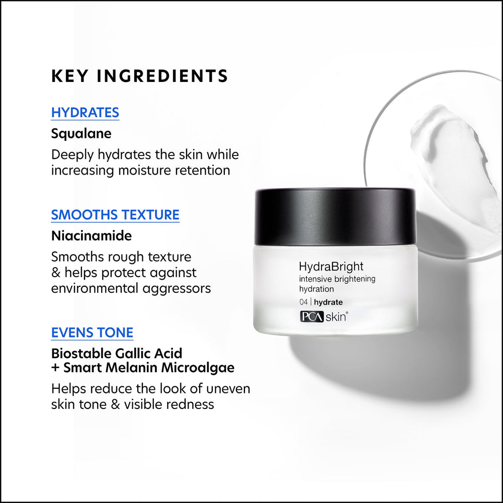 A jar of PCA Skin HydraBright intense brightening hydration lotion.