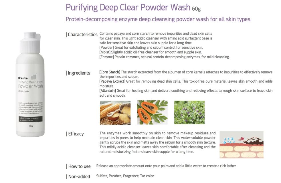 Dr.Esthe Purifying Deep Clear Powder Wash 50g - European Beauty by B